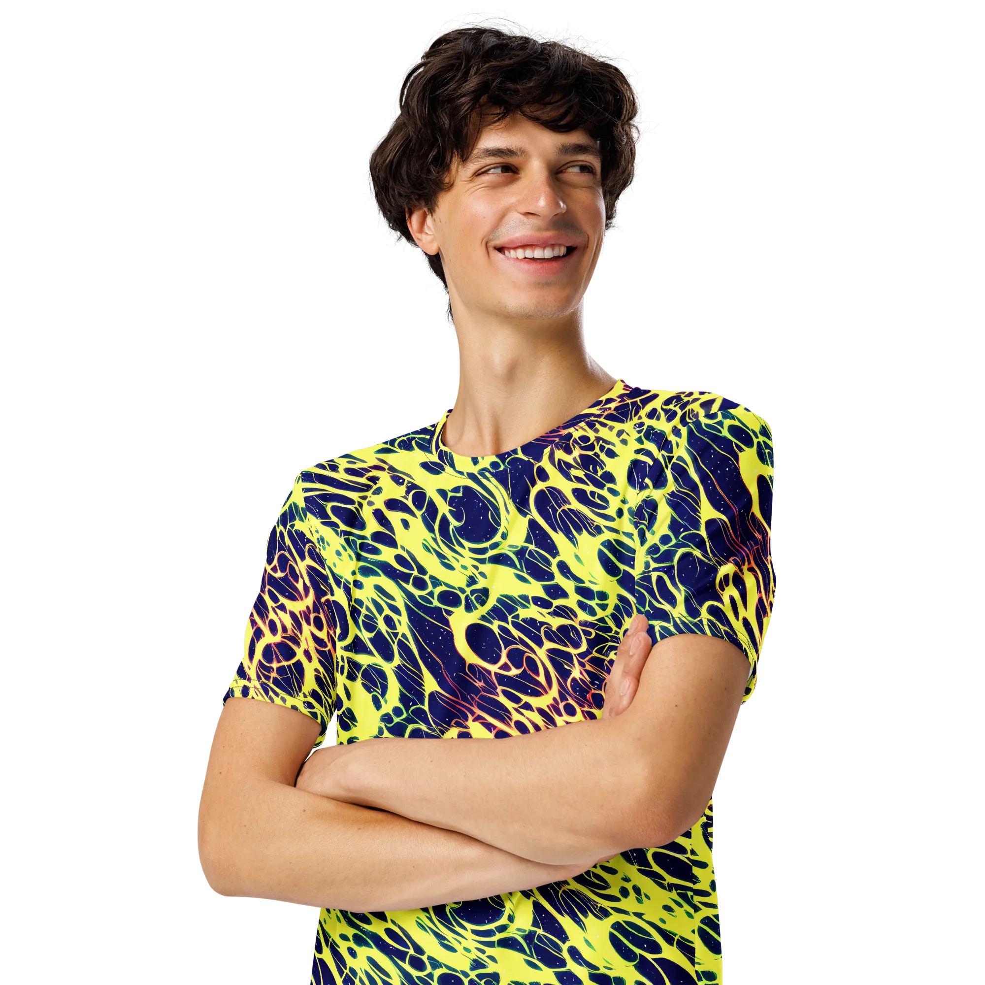 Acid Starfield on Men's Crew Neck T-Shirt — Left Front