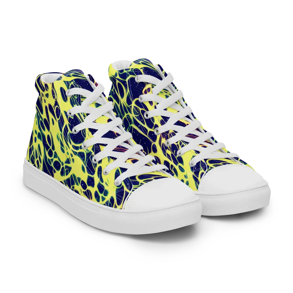 Acid Starfield on Men's High Top Canvas Shoes — Right Front
