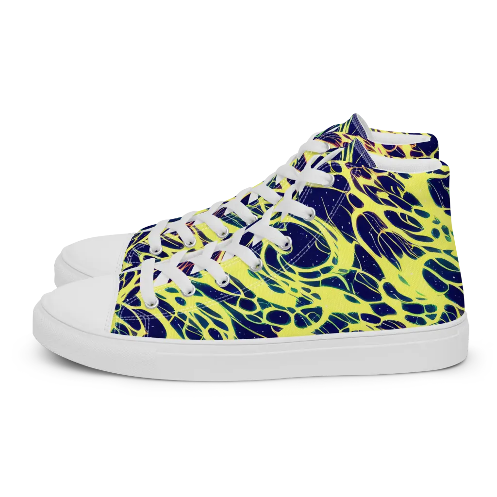 Acid Starfield on Men's High Top Canvas Shoes — Left