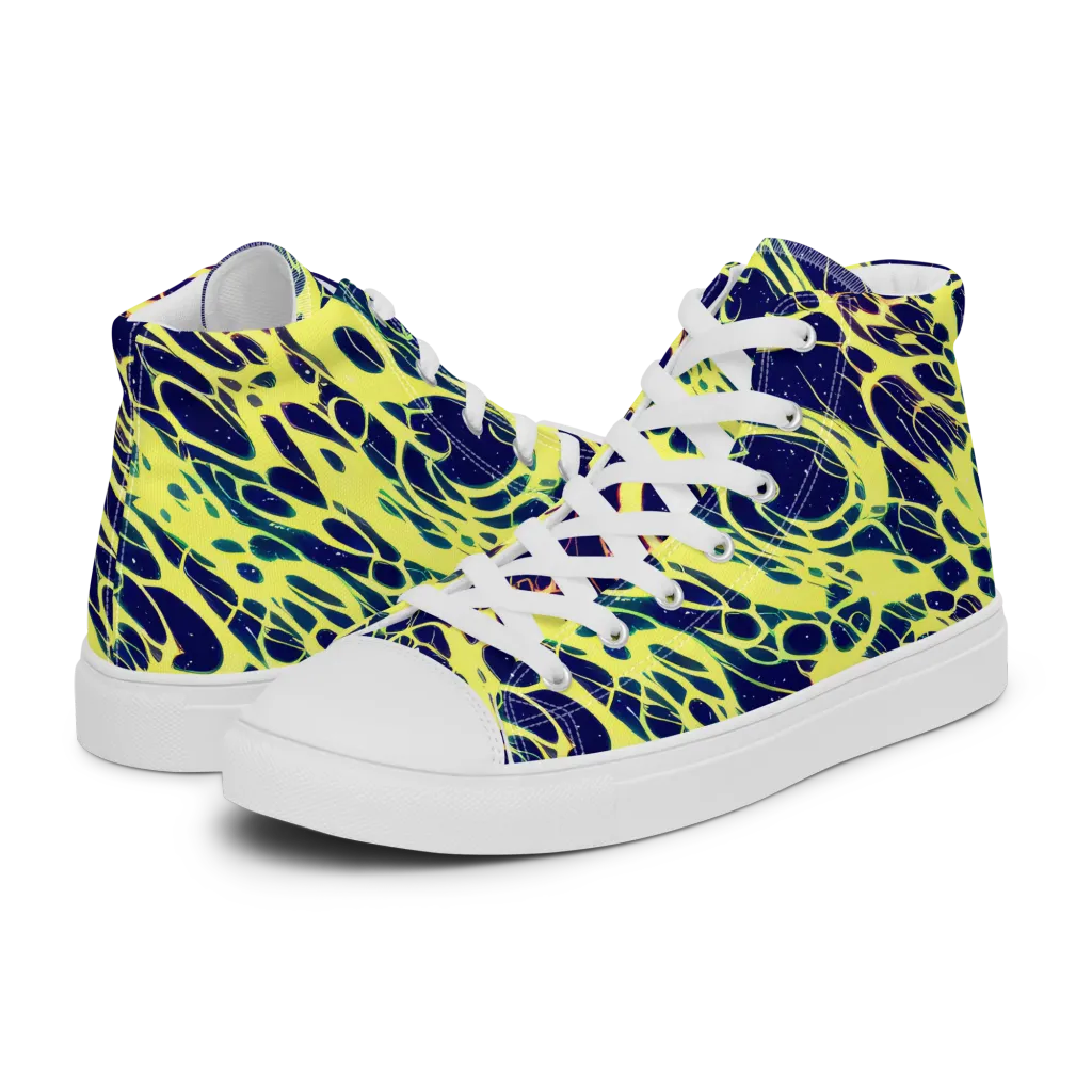 Acid Starfield on Men's High Top Canvas Shoes — Left