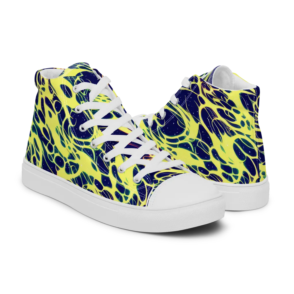 Acid Starfield on Men's High Top Canvas Shoes — Right