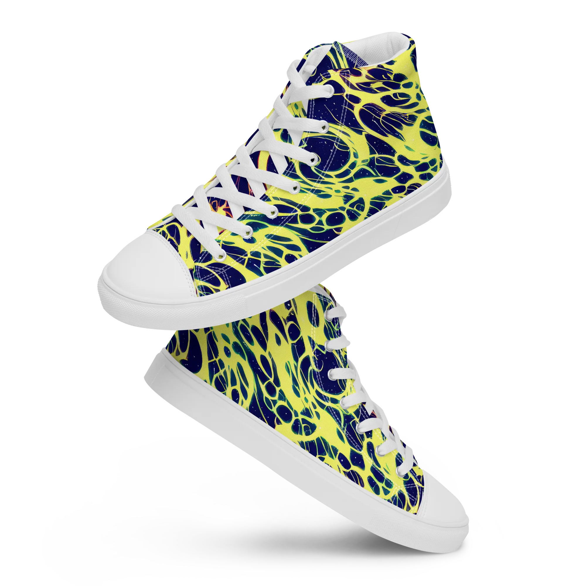 Acid Starfield on Men's High Top Canvas Shoes — Front