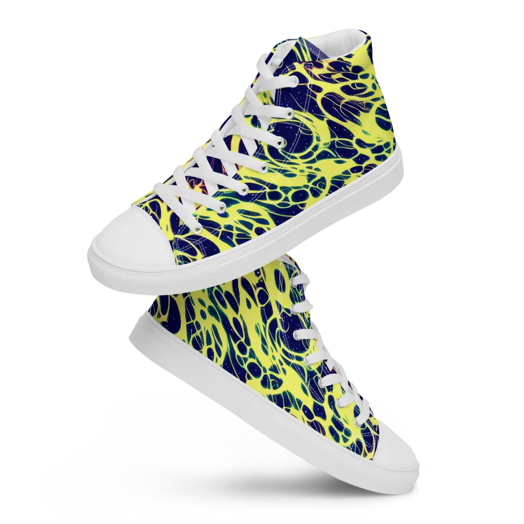 Acid Starfield on Men's High Top Canvas Shoes — Front