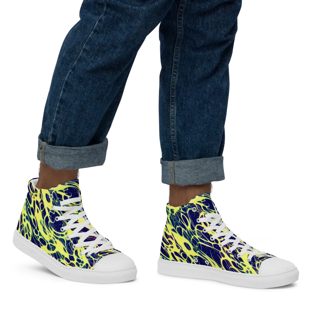 Acid Starfield on Men's High Top Canvas Shoes — Right