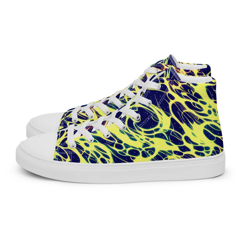 Acid Starfield on Women's High Top Canvas Shoes — Left