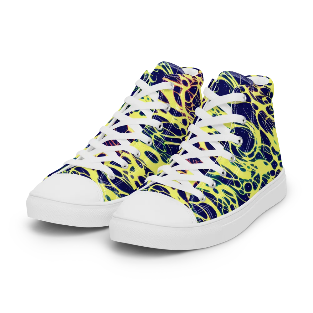 Acid Starfield on Women's High Top Canvas Shoes — Left Front