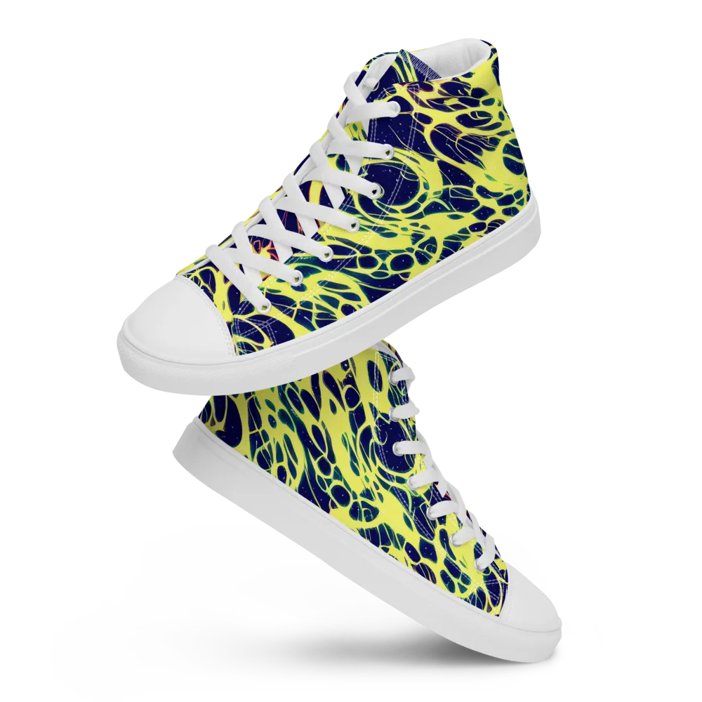 Acid Starfield on Women's High Top Canvas Shoes — Front