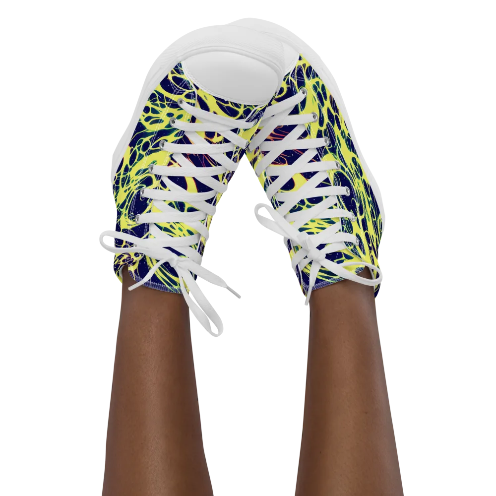 Acid Starfield on Women's High Top Canvas Shoes — Front