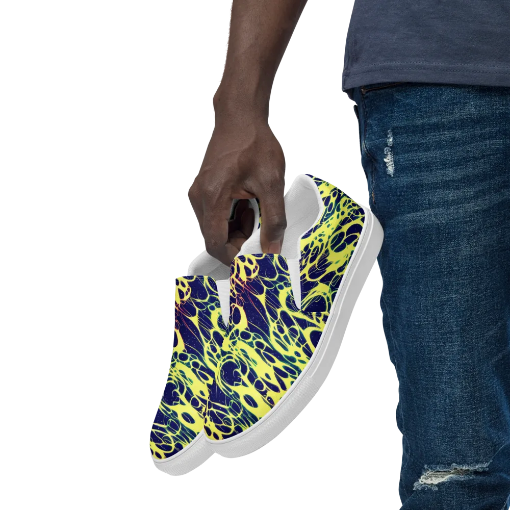 Acid Starfield on Men's Slip-On Canvas Shoes — Left Front