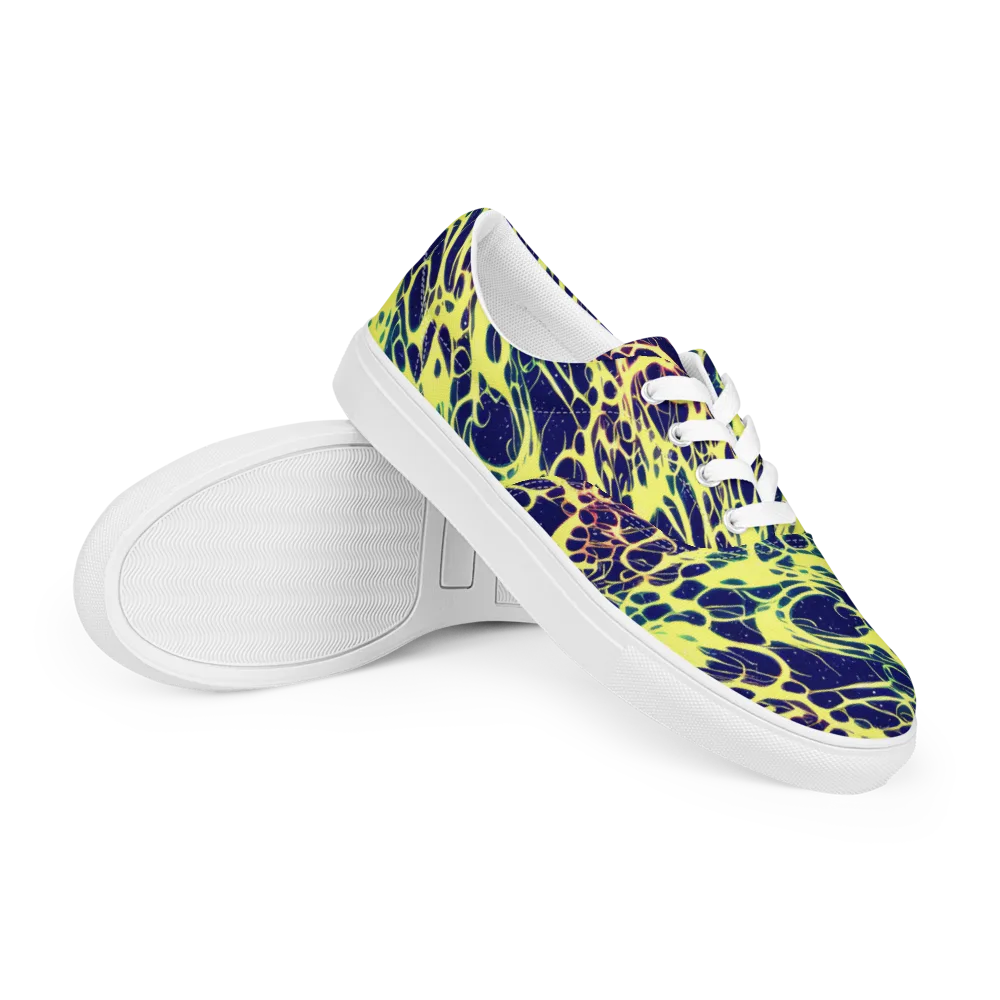 Acid Starfield on Men's Lace-Up Canvas Shoes — Right Front