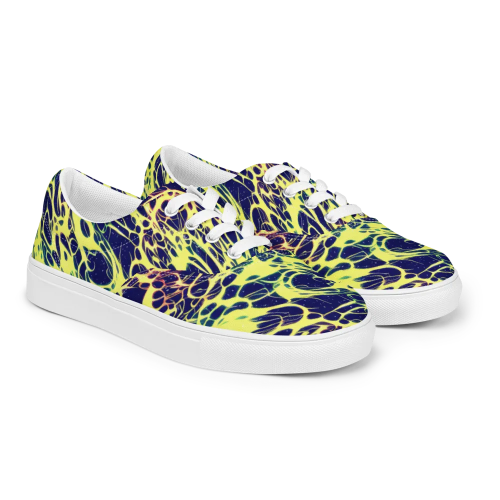 Acid Starfield on Men's Lace-Up Canvas Shoes — Right Front