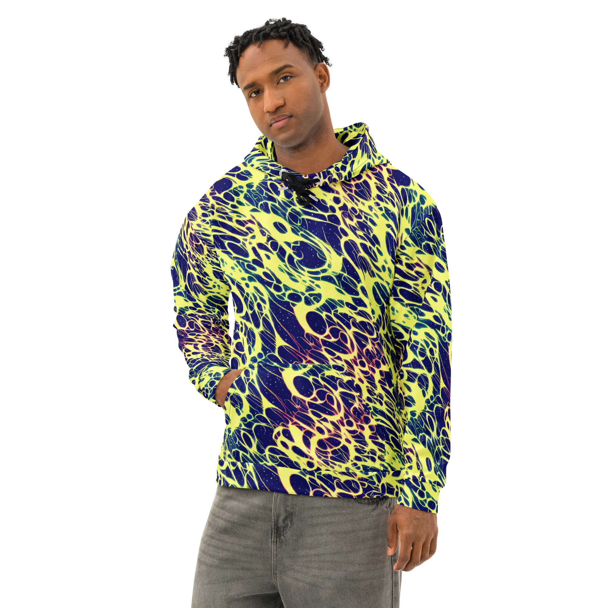 Acid Starfield on Cotton Hoodie — Left Front