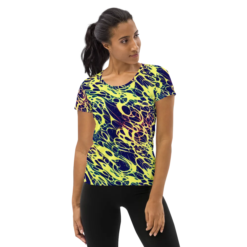 Acid Starfield on Women's Athletic T-Shirt — Front