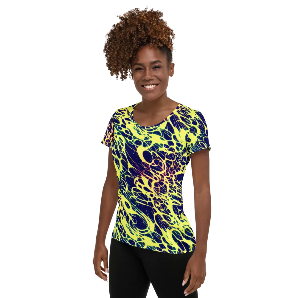 Acid Starfield on Women's Athletic T-Shirt — Left
