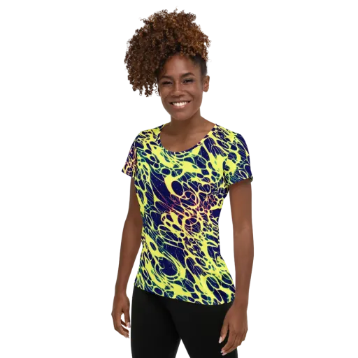 Acid Starfield on a Women's Athletic T-Shirt