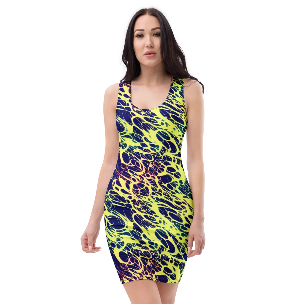 Acid Starfield on Bodycon Dress — Front