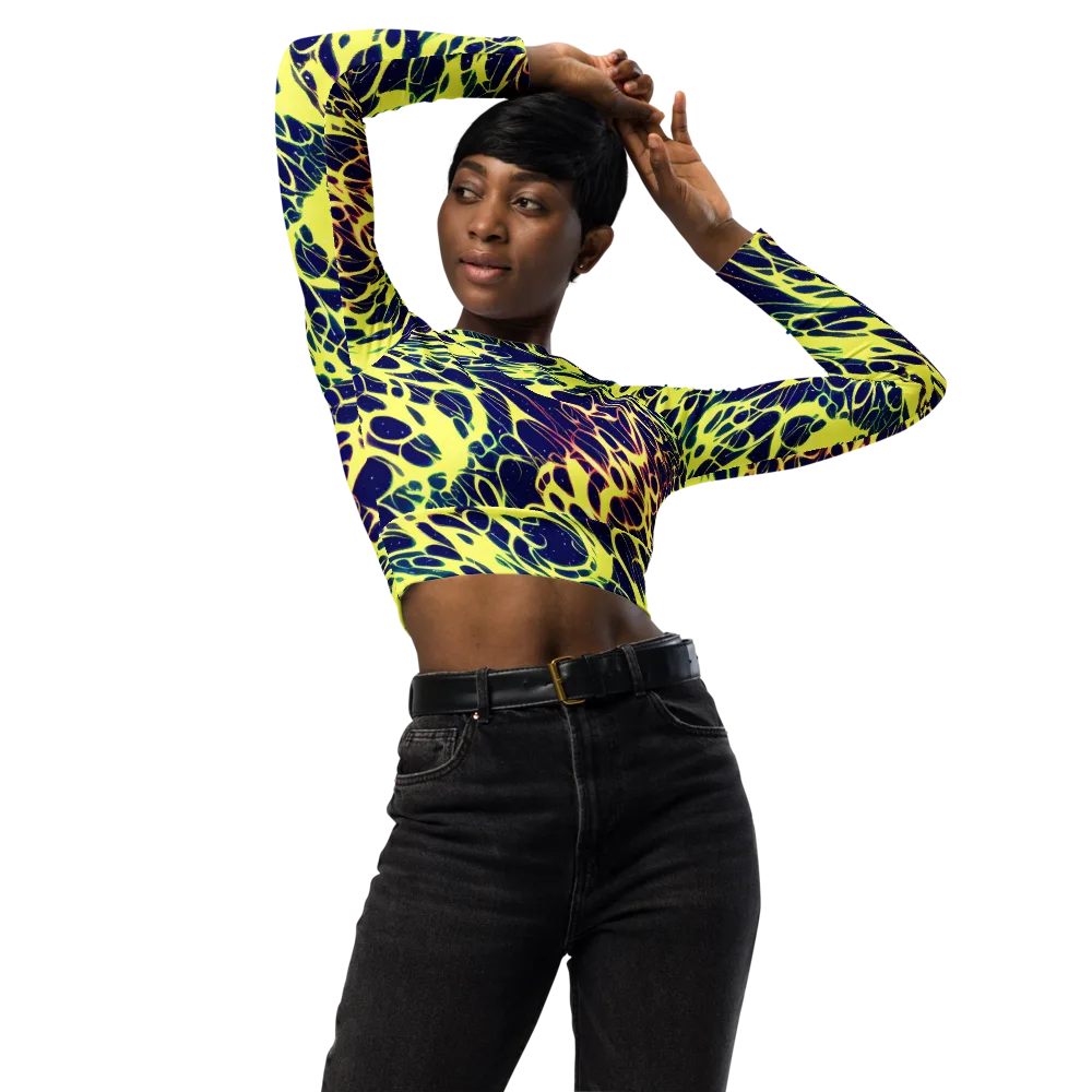 Acid Starfield on Long Sleeve Crop Top — Front