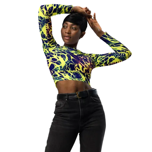 Acid Starfield on a Long Sleeve Crop Top