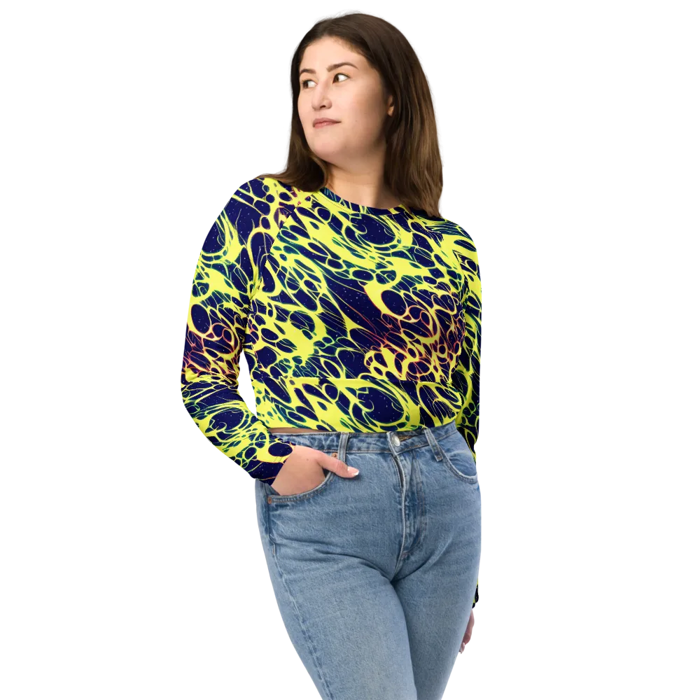 Acid Starfield on Long Sleeve Crop Top — Front