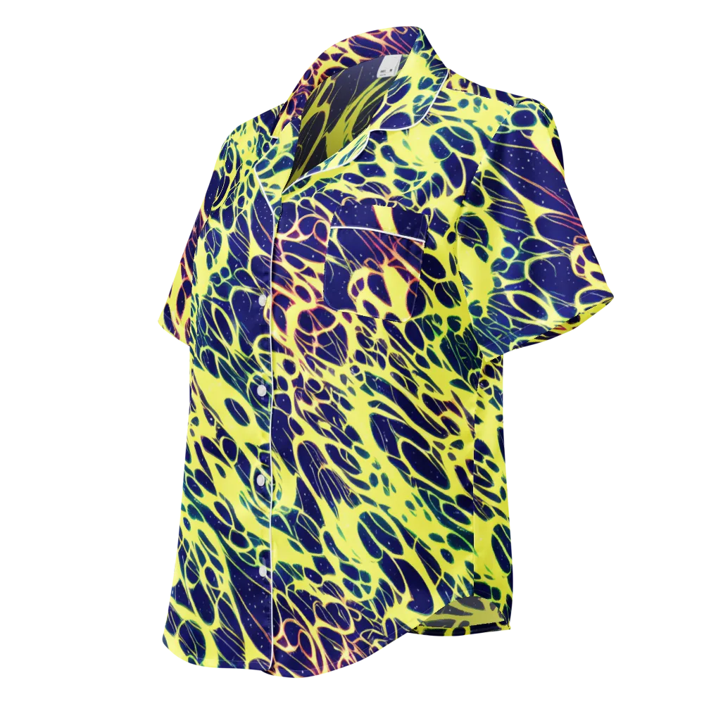 Acid Starfield on Women's Short Sleeve Pajama Top — Left Front