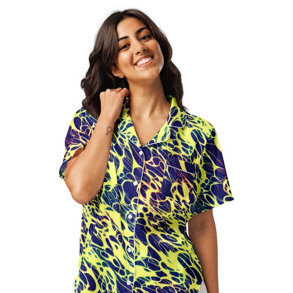 Acid Starfield on Women's Short Sleeve Pajama Top — Front
