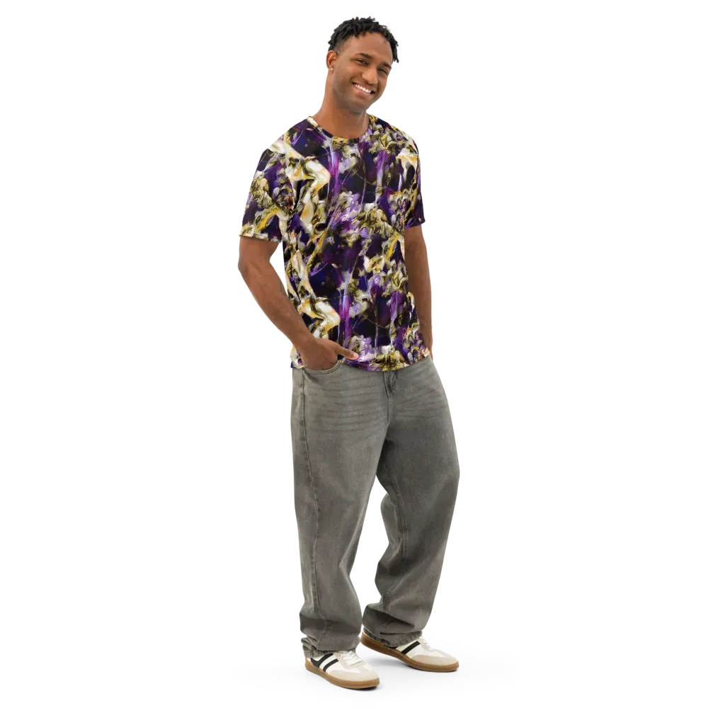 Amethyst Tempest on Men's Cotton Crew Neck T-Shirt — Right Front