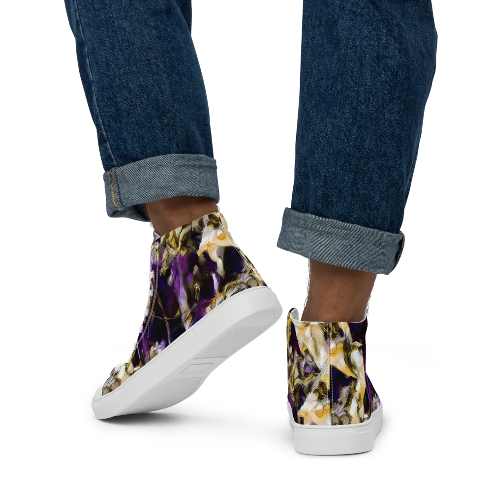 Amethyst Tempest on Men's High Top Canvas Shoes — Back