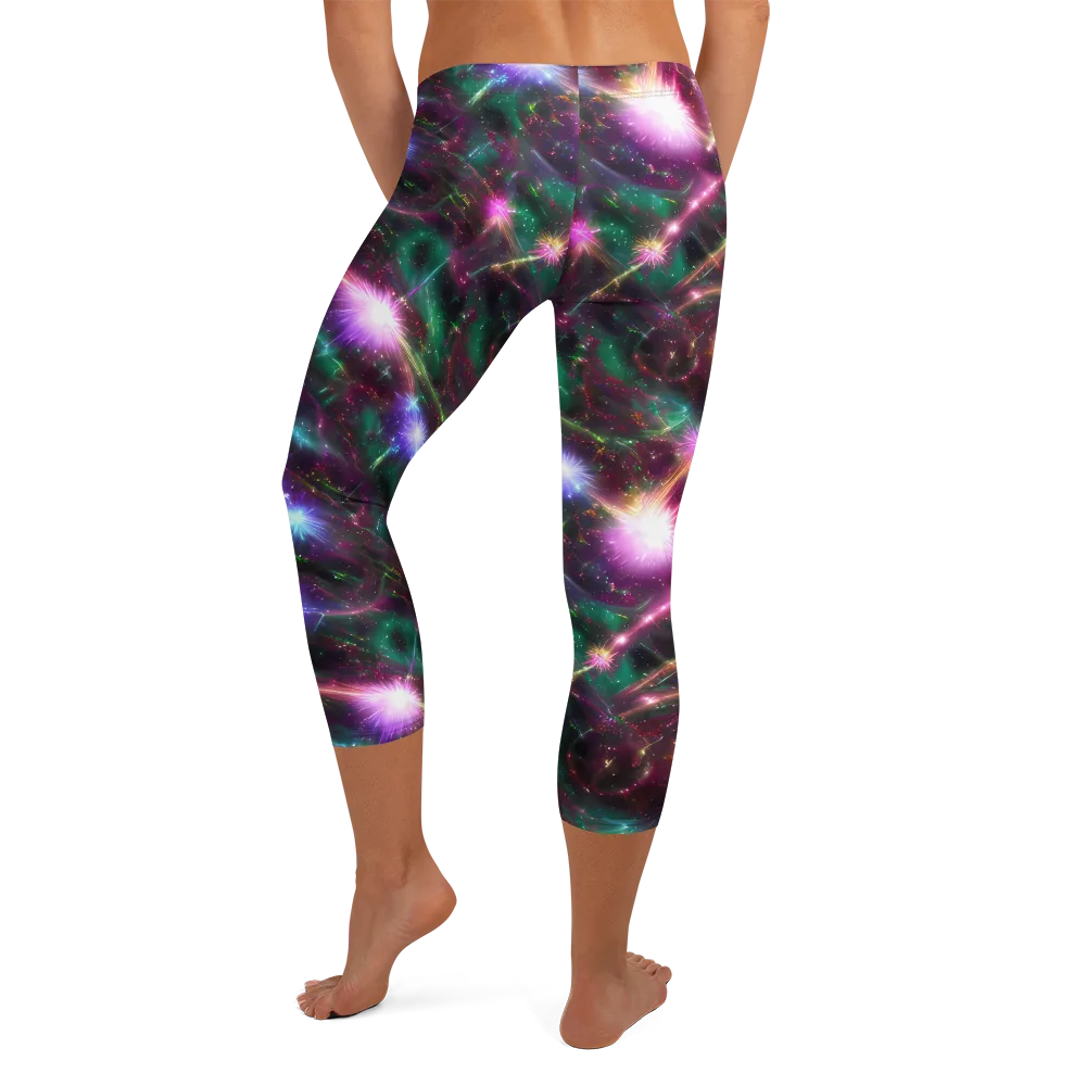 Astral Fireworks on Capri Leggings — Back