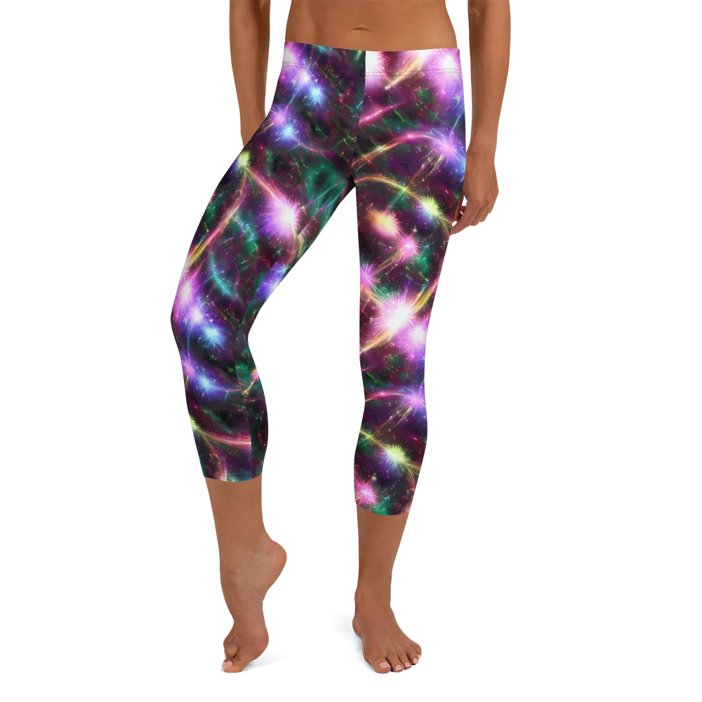 Astral Fireworks on Capri Leggings — Front