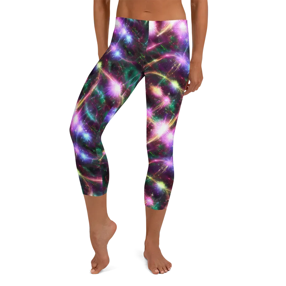 Astral Fireworks on Capri Leggings — Front