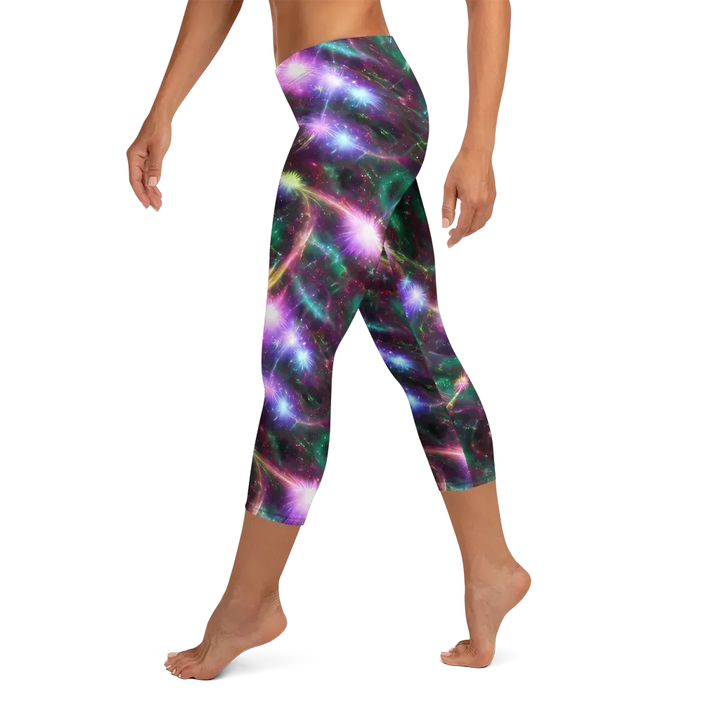 Astral Fireworks on Capri Leggings — Left