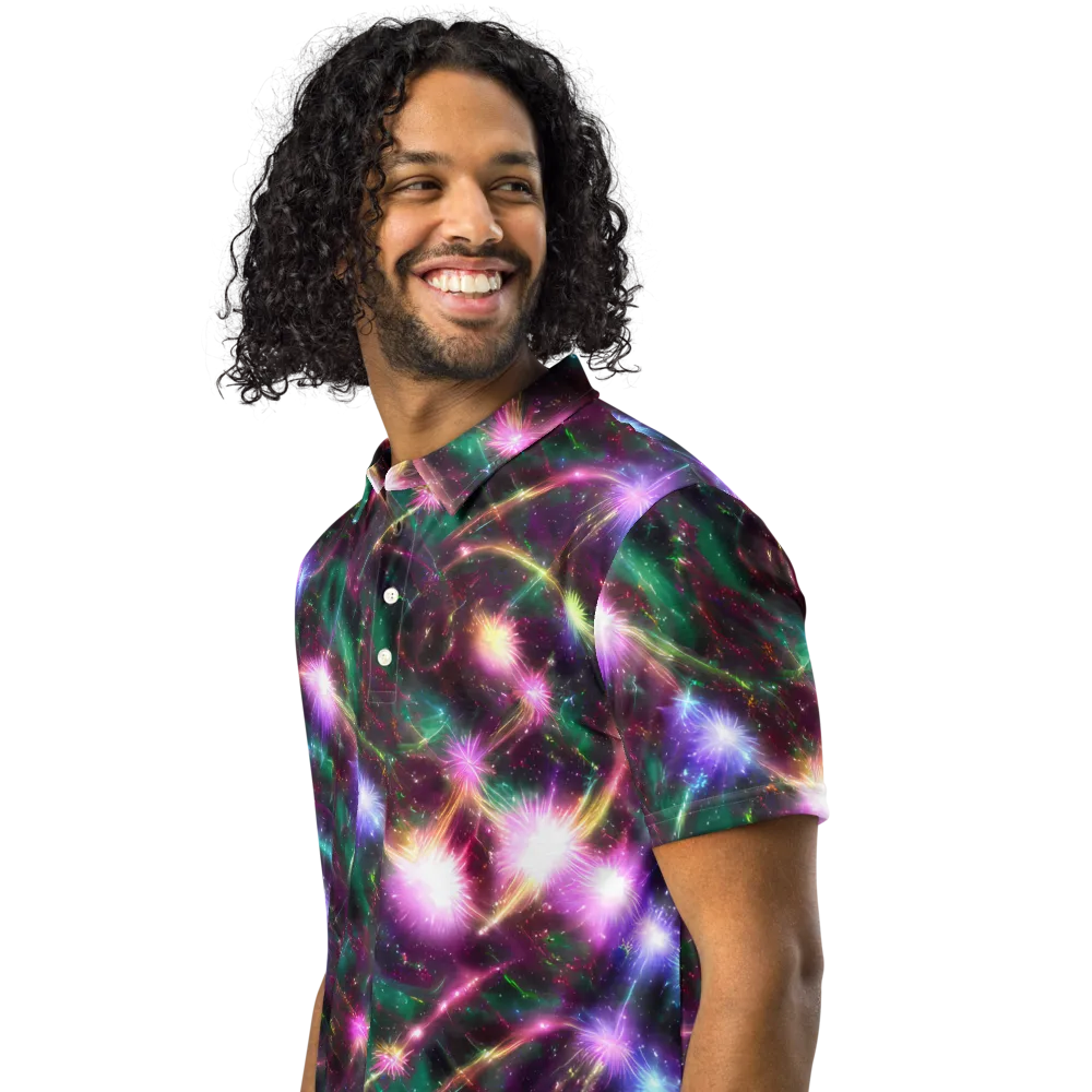 Astral Fireworks on Men's Slim Fit Polo Shirt — Left Front
