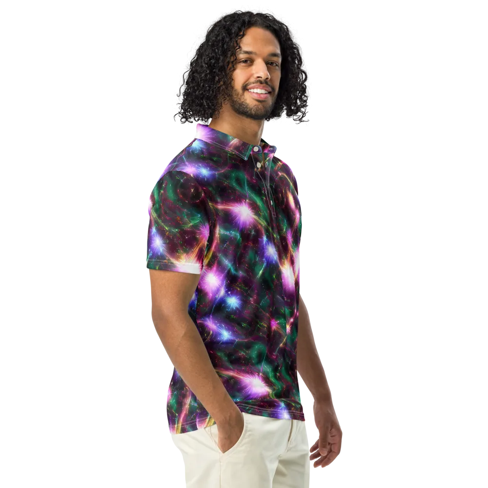 Astral Fireworks on Men's Slim Fit Polo Shirt — Right Front