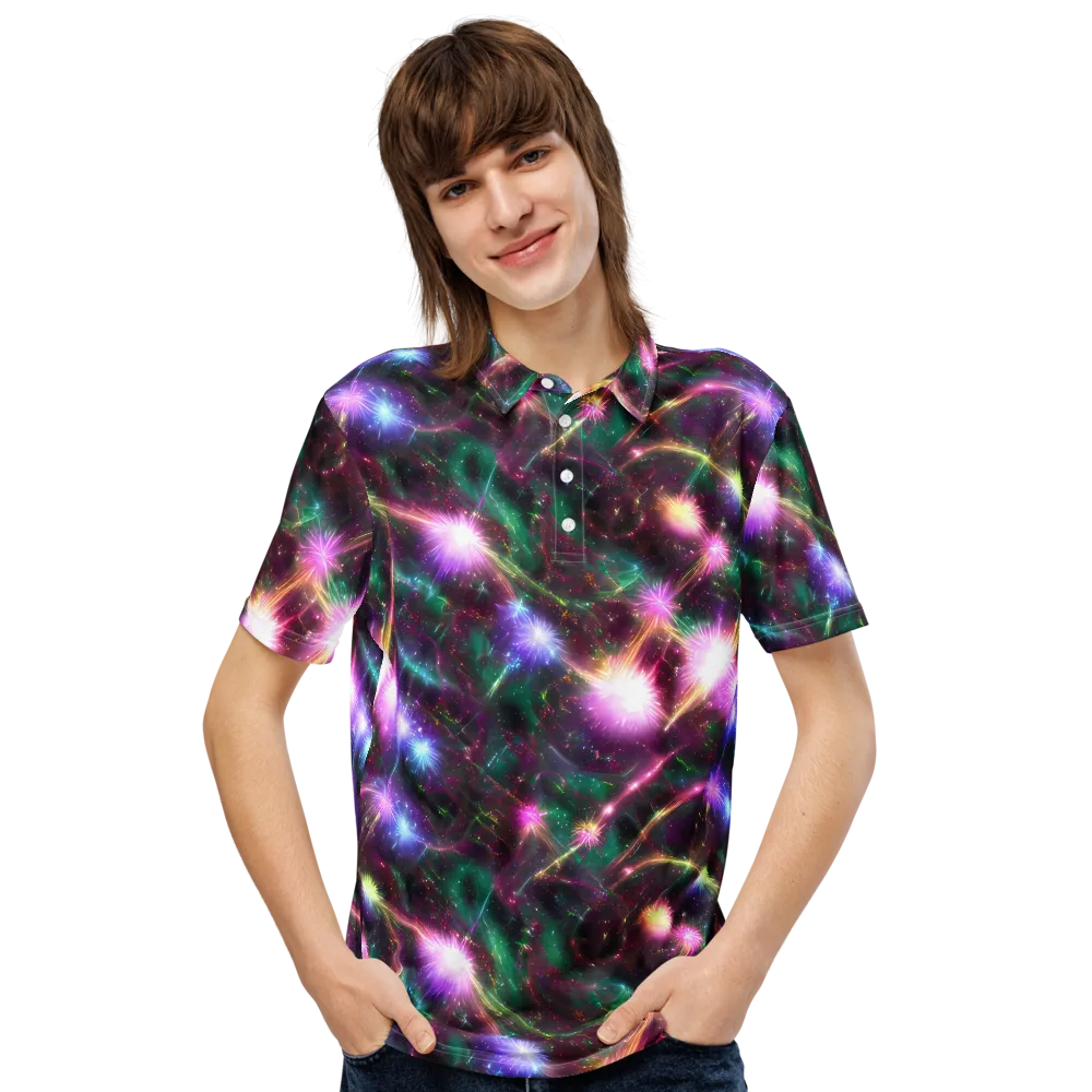 Astral Fireworks on Men's Slim Fit Polo Shirt — Front
