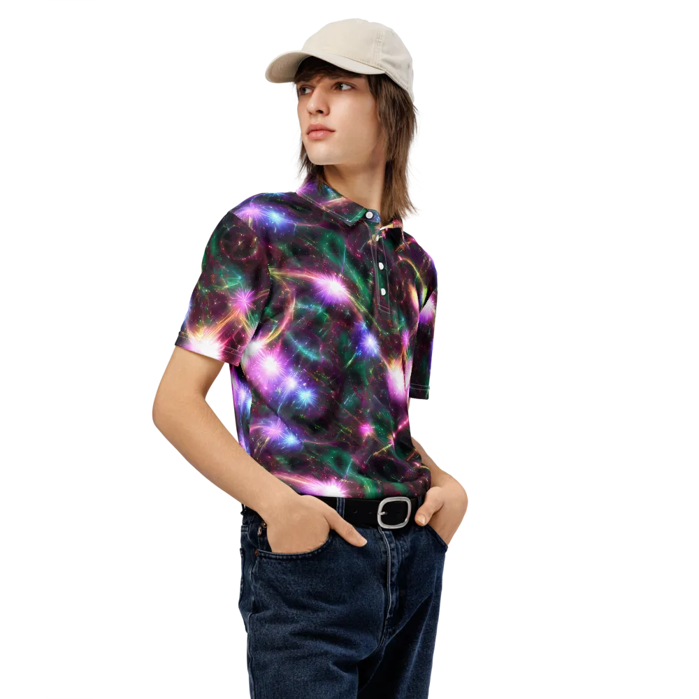 Astral Fireworks on Men's Slim Fit Polo Shirt — Right Front
