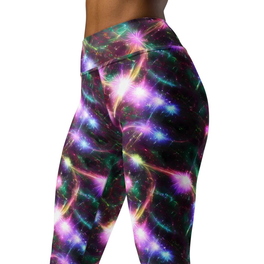 Astral Fireworks on Yoga Leggings — Left Front
