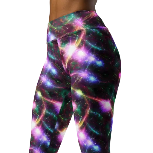 Astral Fireworks on a Yoga Leggings
