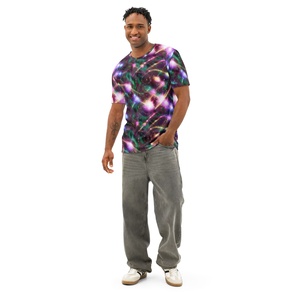 Astral Fireworks on Men's Cotton Crew Neck T-Shirt — Front