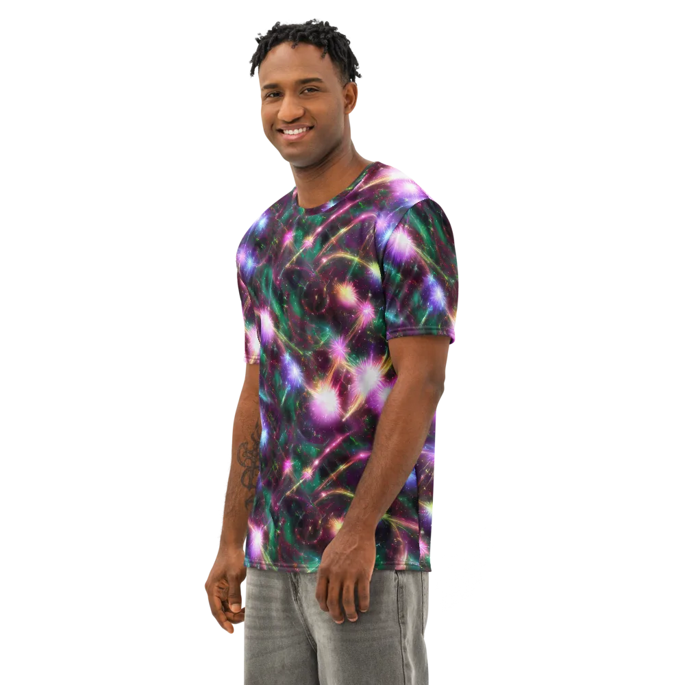 Astral Fireworks on Men's Cotton Crew Neck T-Shirt — Left Front