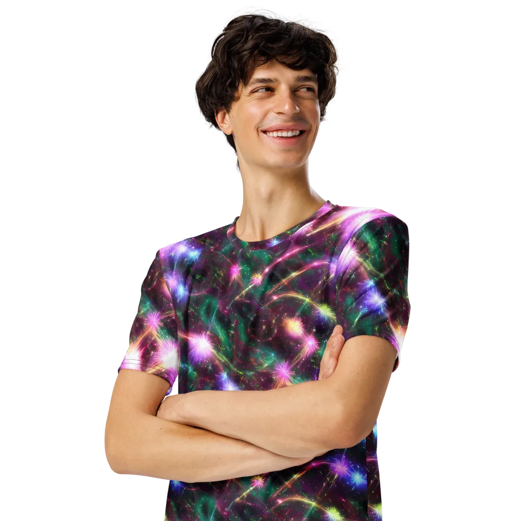 Astral Fireworks on Men's Crew Neck T-Shirt — Left Front