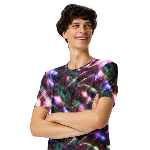 Astral Fireworks on a Men's Crew Neck T-Shirt