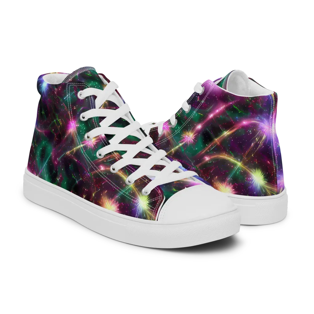 Astral Fireworks on Men's High Top Canvas Shoes — Right