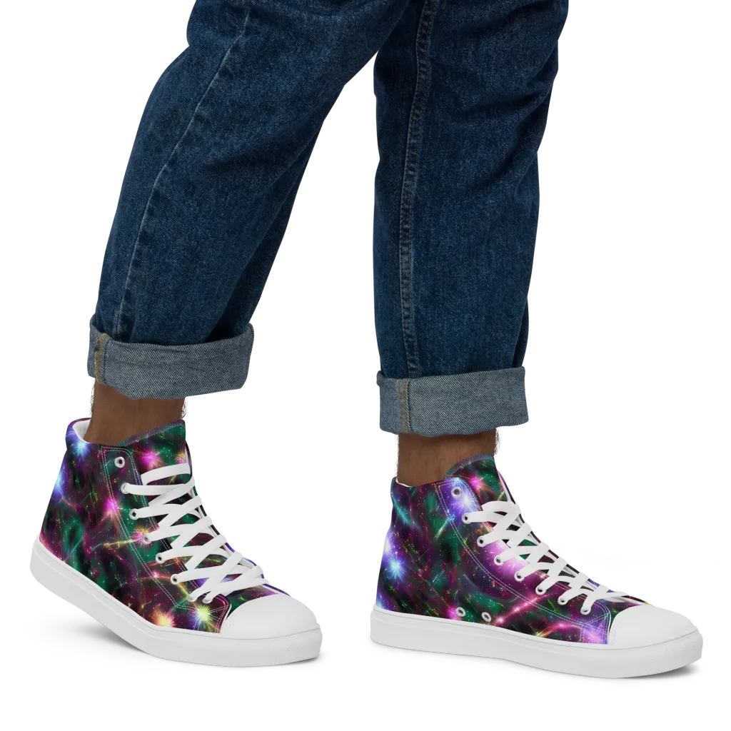 Astral Fireworks on Men's High Top Canvas Shoes — Right