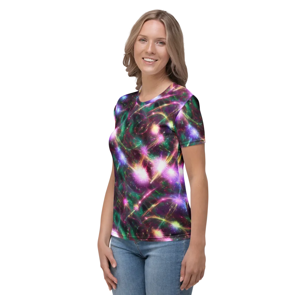 Astral Fireworks on Women's Crew Neck T-Shirt — Left