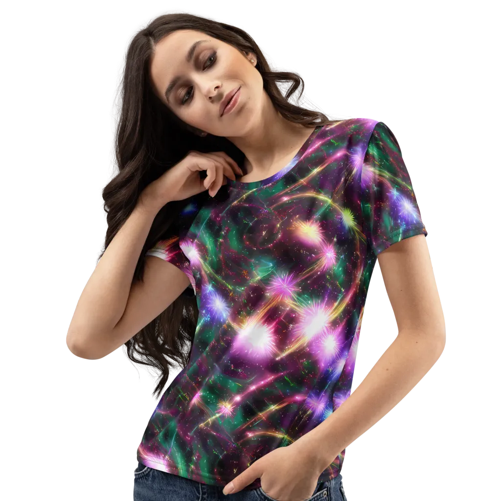Astral Fireworks on Women's Crew Neck T-Shirt — Left Front