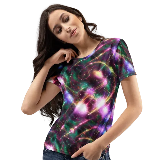 Astral Fireworks on a Women's Crew Neck T-Shirt