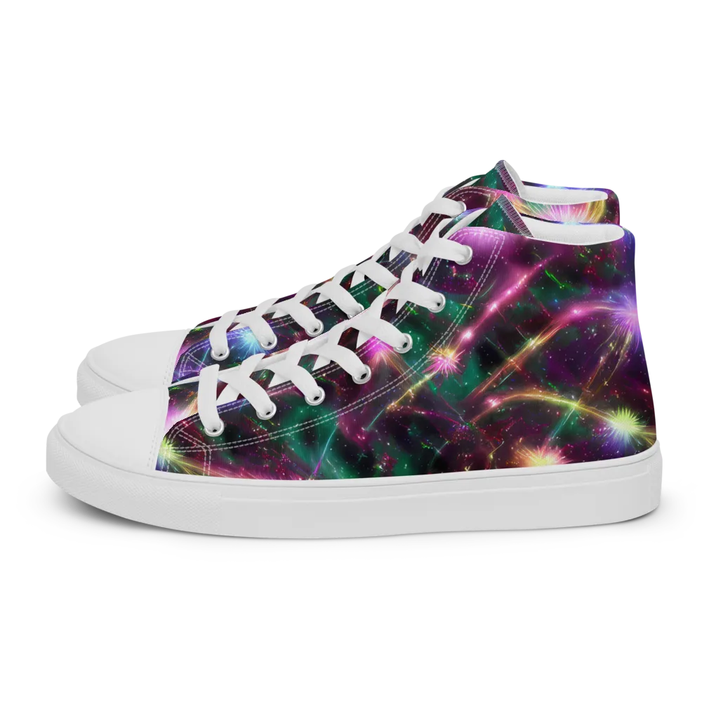 Astral Fireworks on Women's High Top Canvas Shoes — Left
