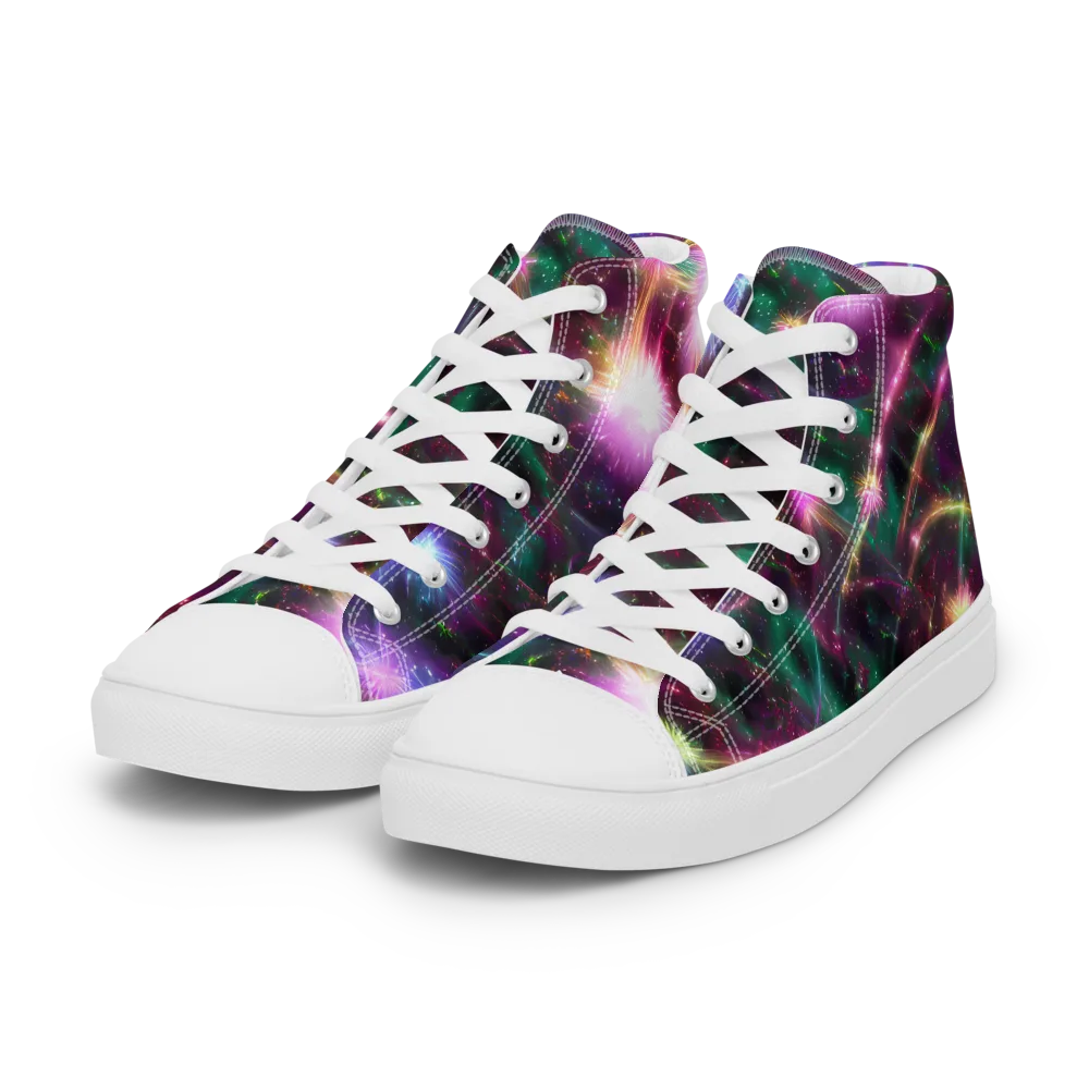 Astral Fireworks on Women's High Top Canvas Shoes — Left Front