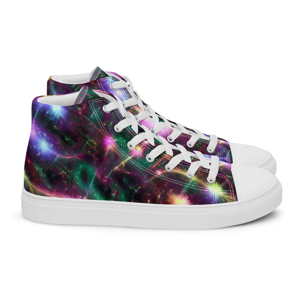 Astral Fireworks on Women's High Top Canvas Shoes — Right