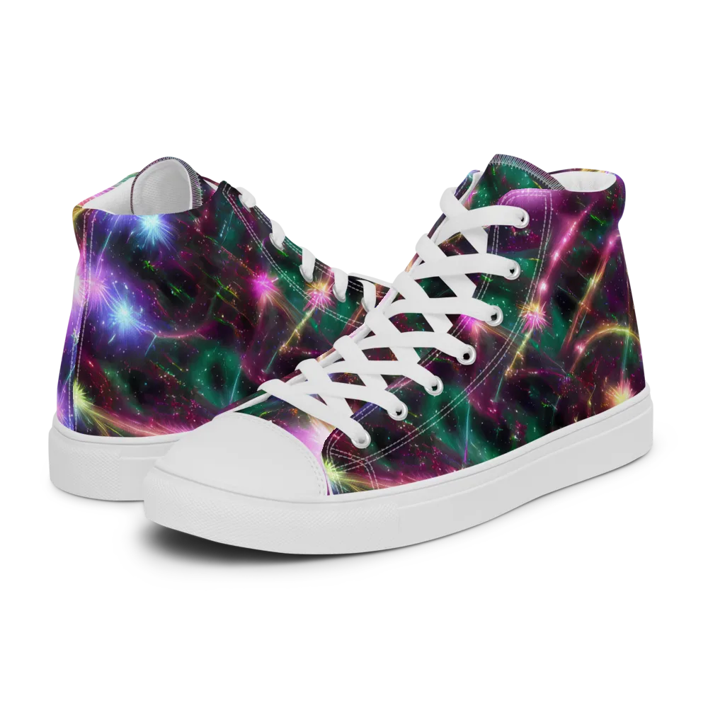 Astral Fireworks on Women's High Top Canvas Shoes — Left
